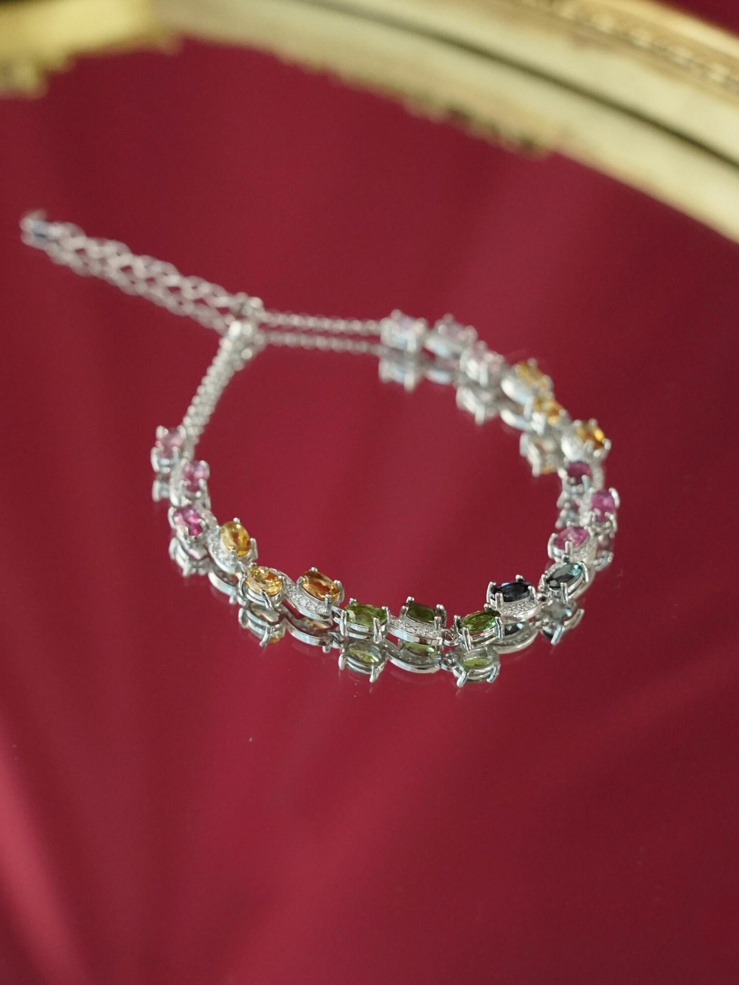 KBL003MX High Grade Brazil Tourmaline Adjustable S925 Silver Bracelet