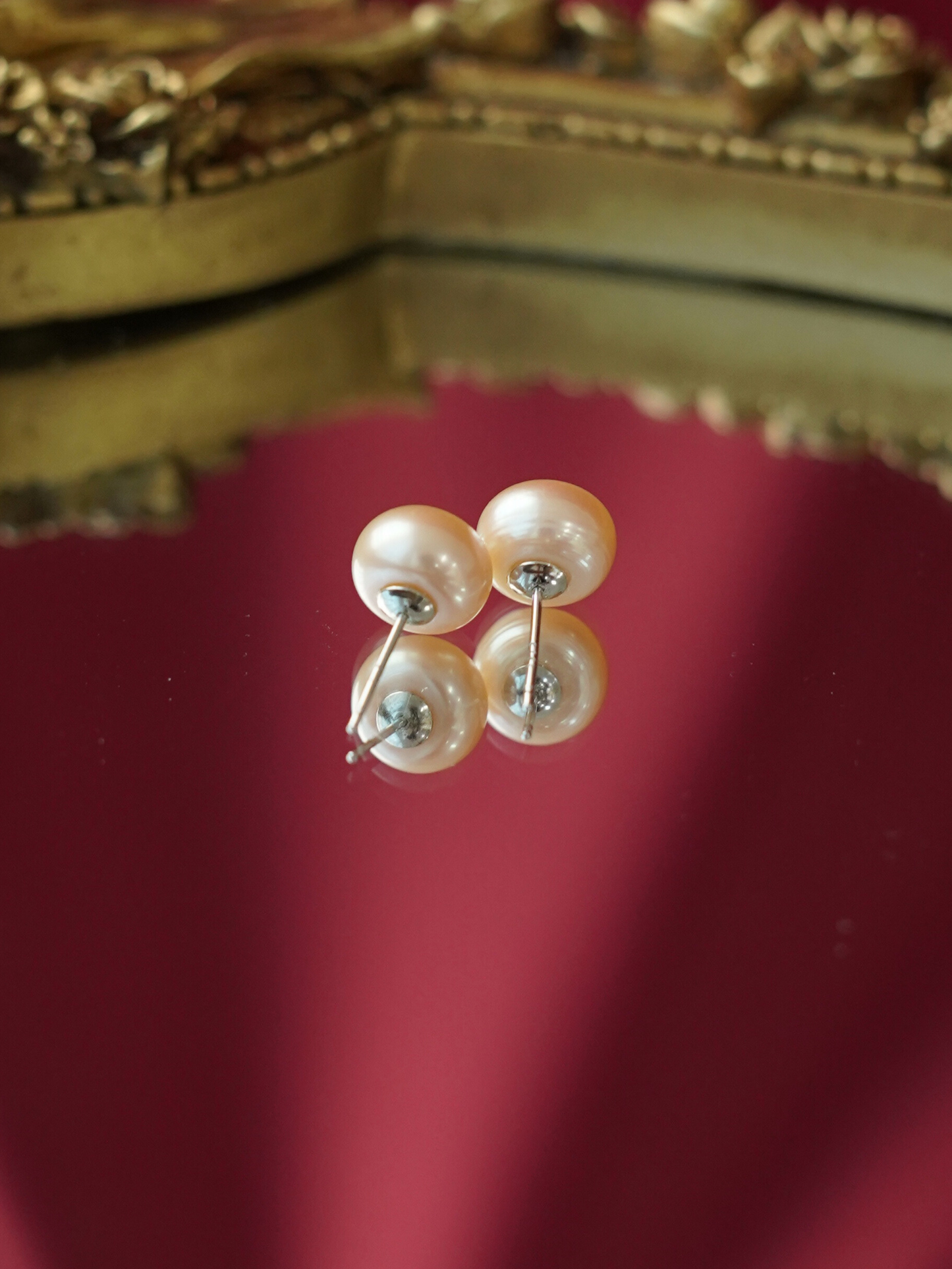 EA0041PK Earrings Freshwater Pearl 18K Gold Pleated