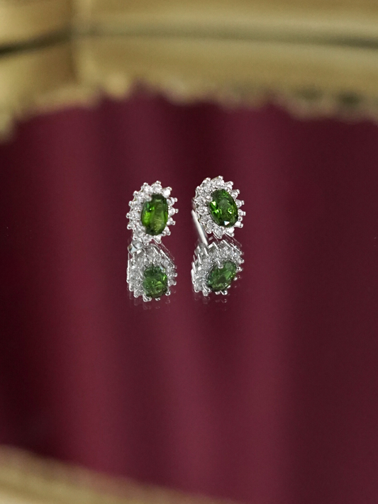 KEA003GR High Grade Chrome Diopside S925 Silver Earrings