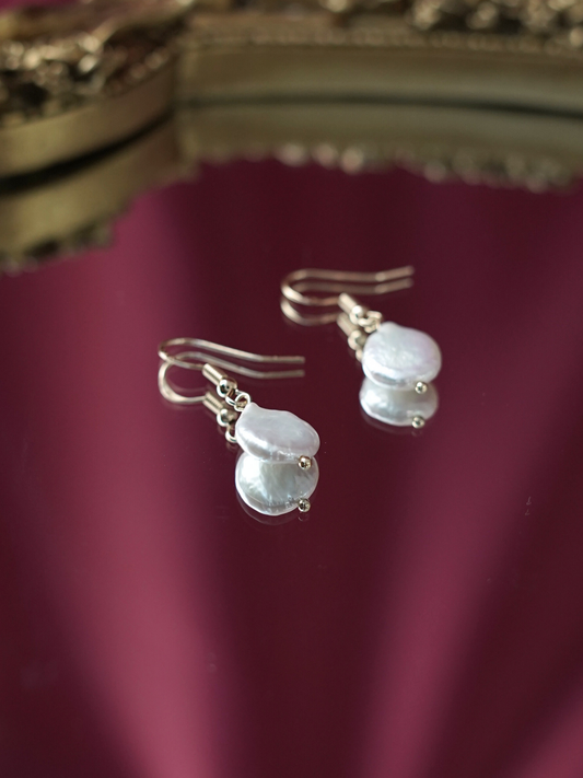 KEA014WH Baroque Freshwater Pearl Dangle Earrings