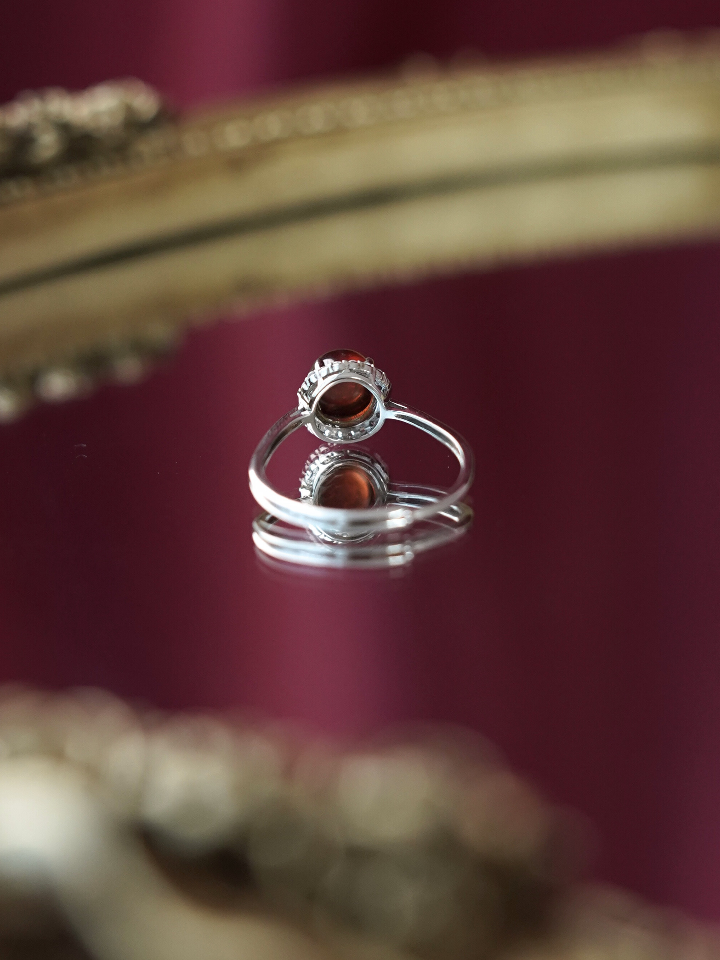 KRG002RD High Grade Garnet Adjustable Silver S925 Ring