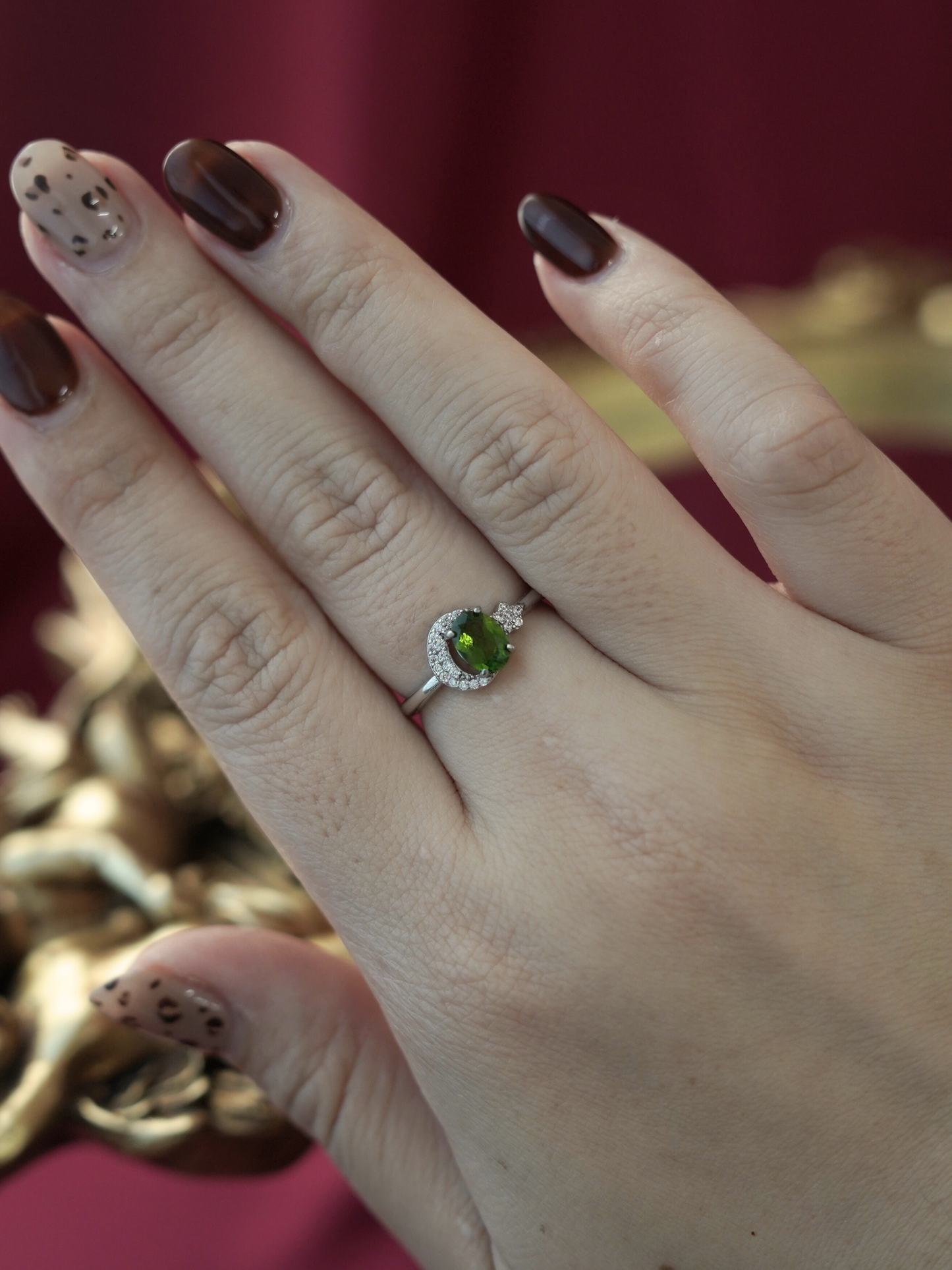 KRG014GR High Grade Chrome Diopside Adjustable Silver S925 Ring